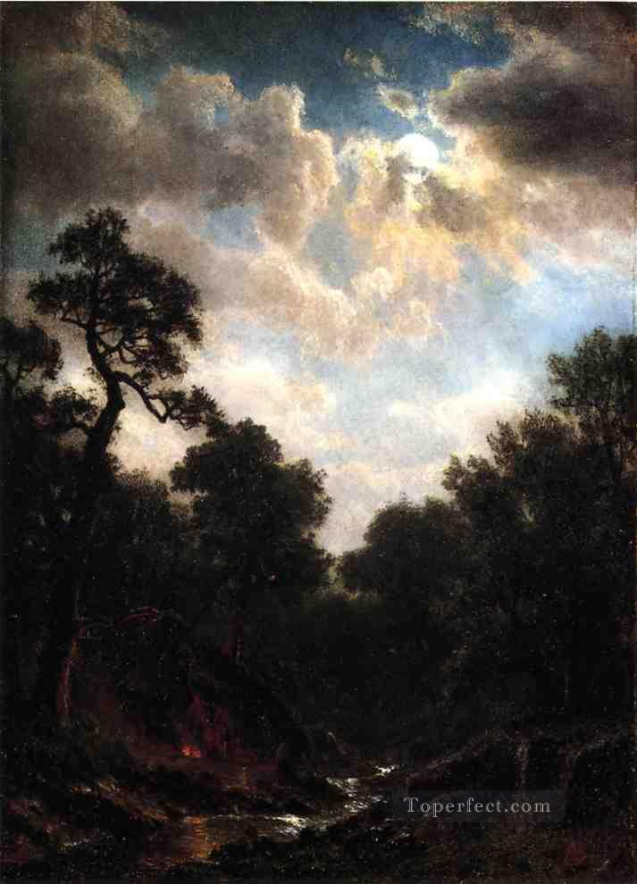 Paisaje iluminado por la luna Albert Bierstadt Pintura al óleo